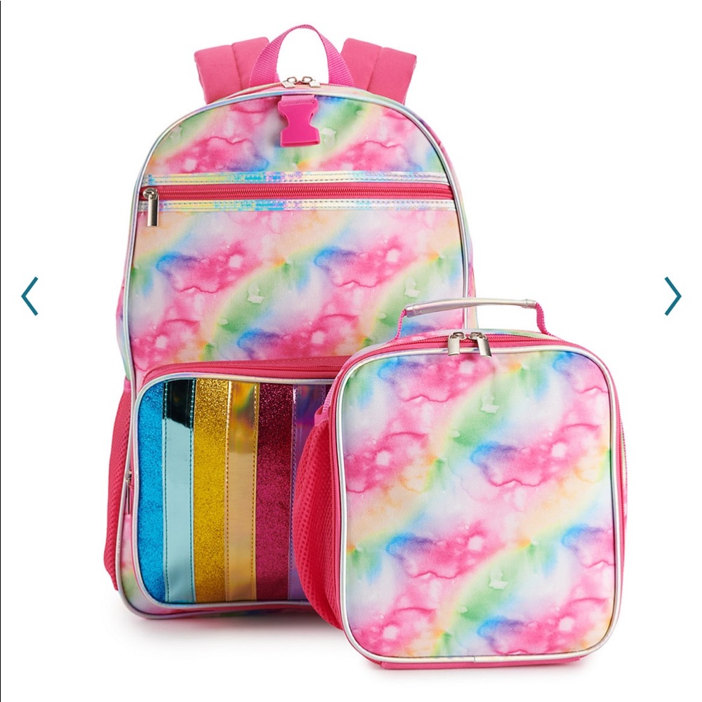Rainbow/tie dye backpack and lunch bag set